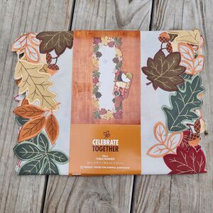 New Celebrate Together Fall Harvest Autumn Table Runner With Leaves & Acorns